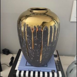 Marloe Charcoal, Gold Ceramic Vase